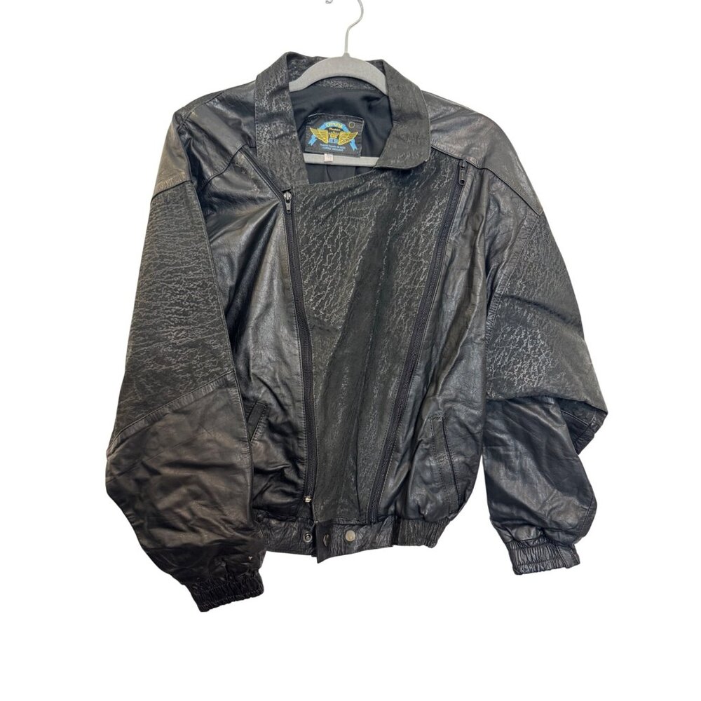 vintage Charm Genuine Leather Mens Bomber Jacket Size M Black Mexico Vintage Sty